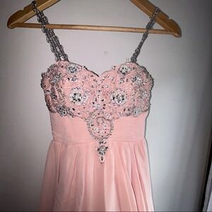 Sequin Hearts Juniors Peach Pink Embellished Cocktail Dress Party Prom Size 3